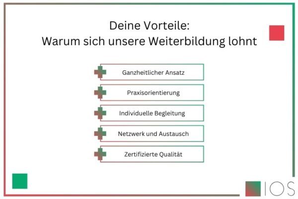 Eine IOS Infografik über Deine Vorteile - Warum sich eine Weiterbildung am IOS Institut lohnt